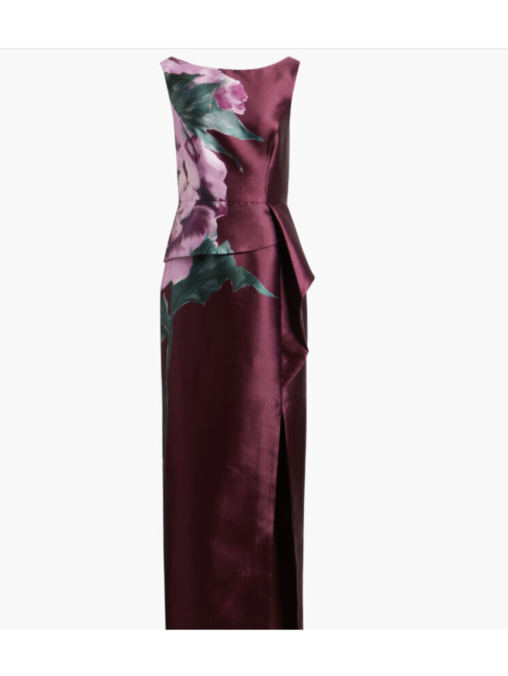 NEW, Kay Unger Luciana Placed Floral Column Gown in Mulberry Sz 6 #LD532